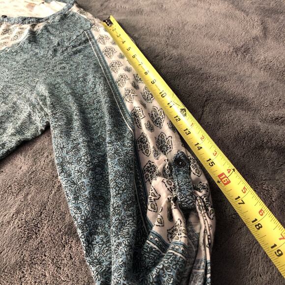 Style & Co Plus Size 3X Peasant Boho Top V Neck Roll Tab Stretch Paisley Popover - Picture 5 of 9